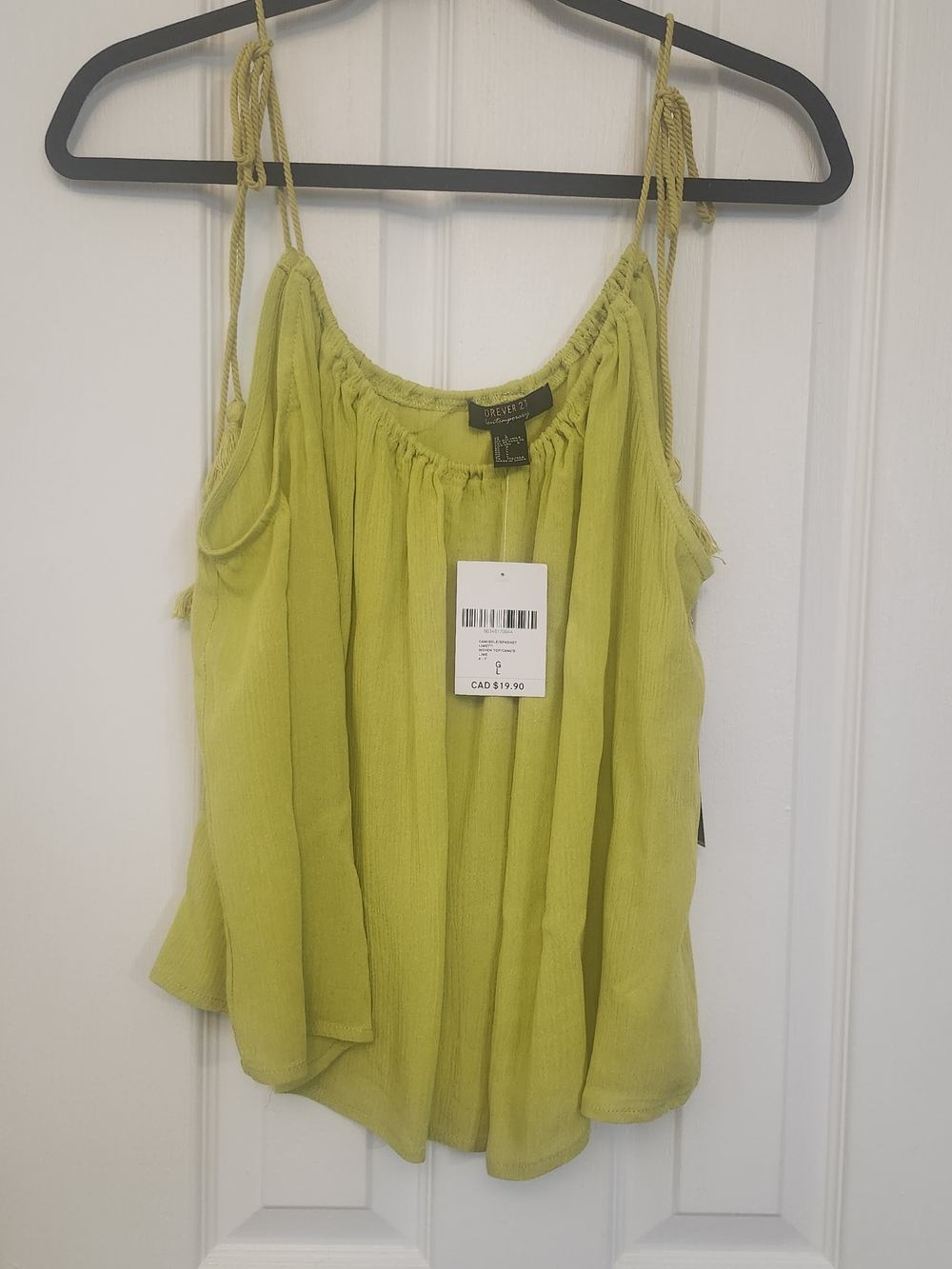 Forever 21 Lime Green Adjustable Strap Camisole - Size Large